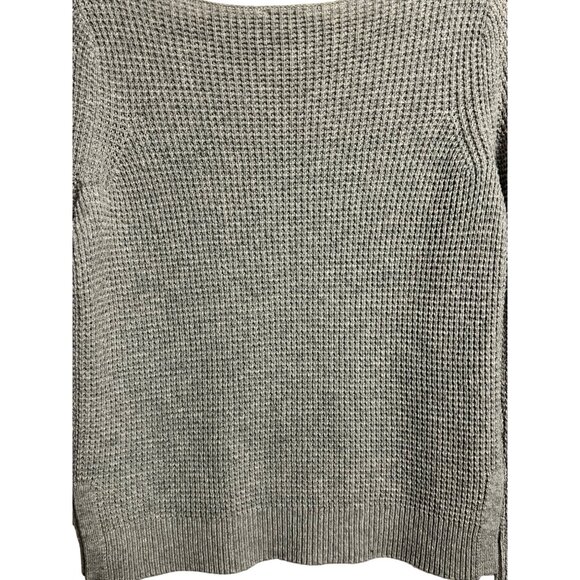 Gap Women's Grey Sweater Minimalist Medium Wool Blend Waffle Knit Crew Neck Warm - Picture 9 of 16